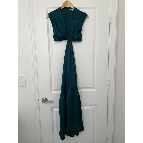 Jason Wu Deep V dress Cutout open waist size XS in Teal Green - Picture 1 of 7